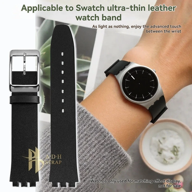 

Для Swatch Skin Series ультратонкий ремешок для часов из натуральной кожи с пряжкой в стиле ремешок для часов из воловьей кожи 16 мм 17 мм мягкий ремень