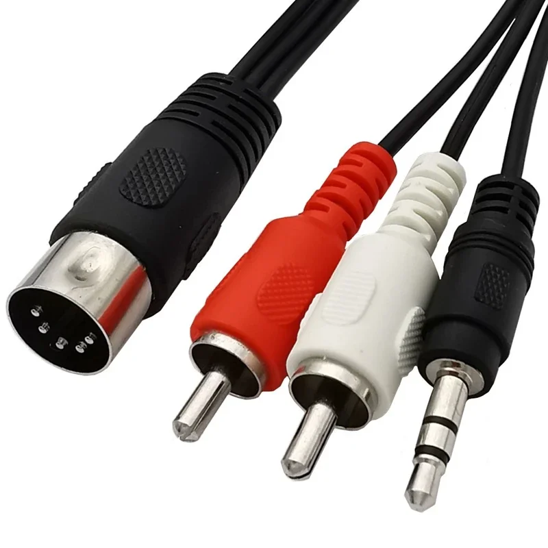 5 Pin DIN/RCA Audio Cable 8-Pin-DIN to 2RCA Female/male /3.5mm 90° Angle 3Pole Male Audio cable 1.8meter