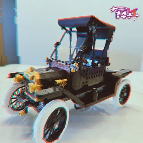 2026 Hot Toys 1060pcs Convertible Retro Vintage Car T Shaped Model Car Building Block Puzzle Model Toys Birthday Ornament Gifts