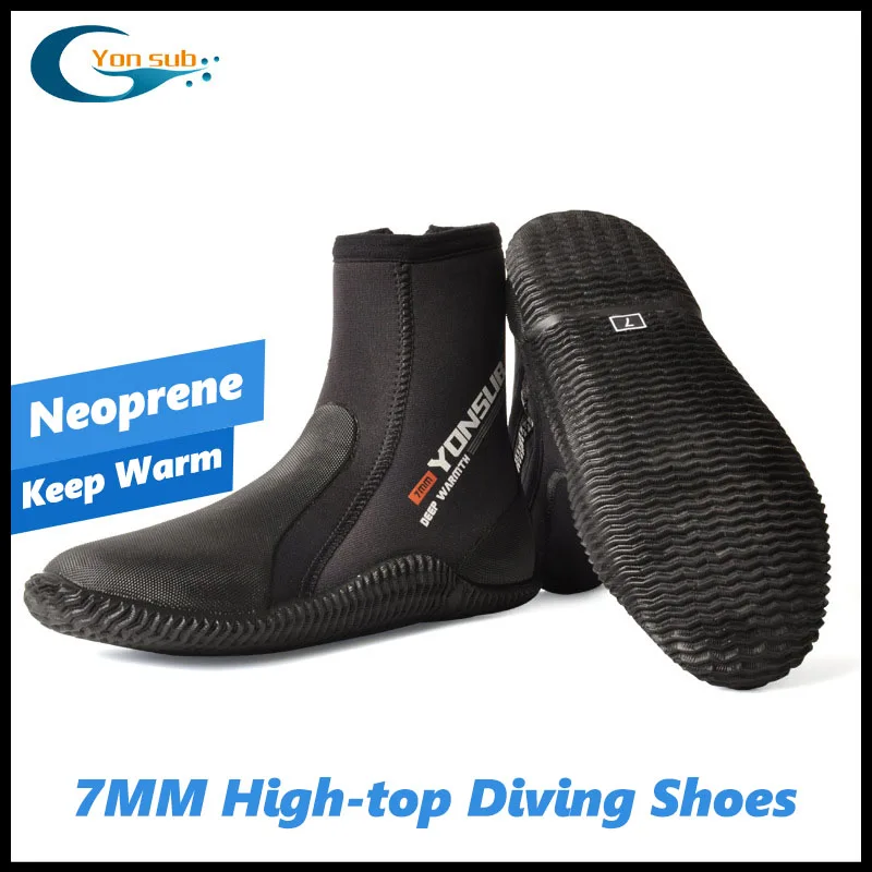 YONSUB 7MM High Tube Snorkeling Shoes Unisex Zipper Keep Warm Diving Boots Neoprene Snorkeling Scuba Diving Water Sports Shoes