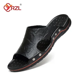 Yrzl-Men's Chinelos Classic PU Leather, Summer Sandals, Soft Black Slippers, Light Slides For Men 8 Main Sales Men's Leather Sandal - №6