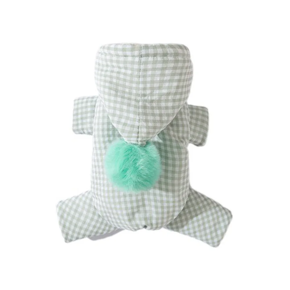

Plaid Design Winter Warm Dog Clothes Thicken Cozy Dog Hooded Coat Four Legged with Plush Ball Puppy Costumes