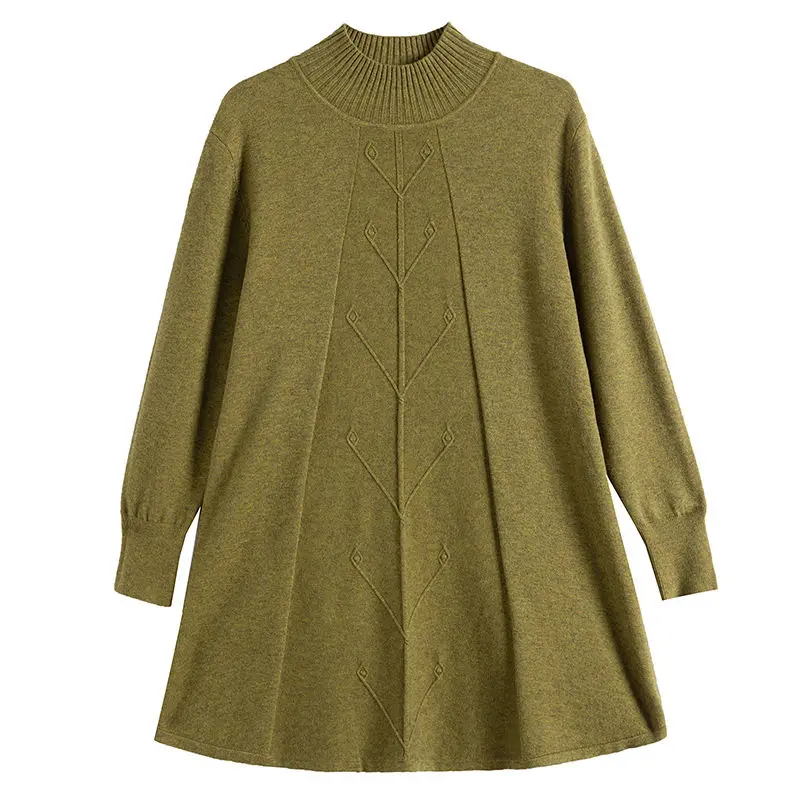 

Fashion Loose Ladies Sweater Dress Warm Half Turtleneck Autumn Winter Bottom Dresses Knitting Women's Clothing Pollover M119