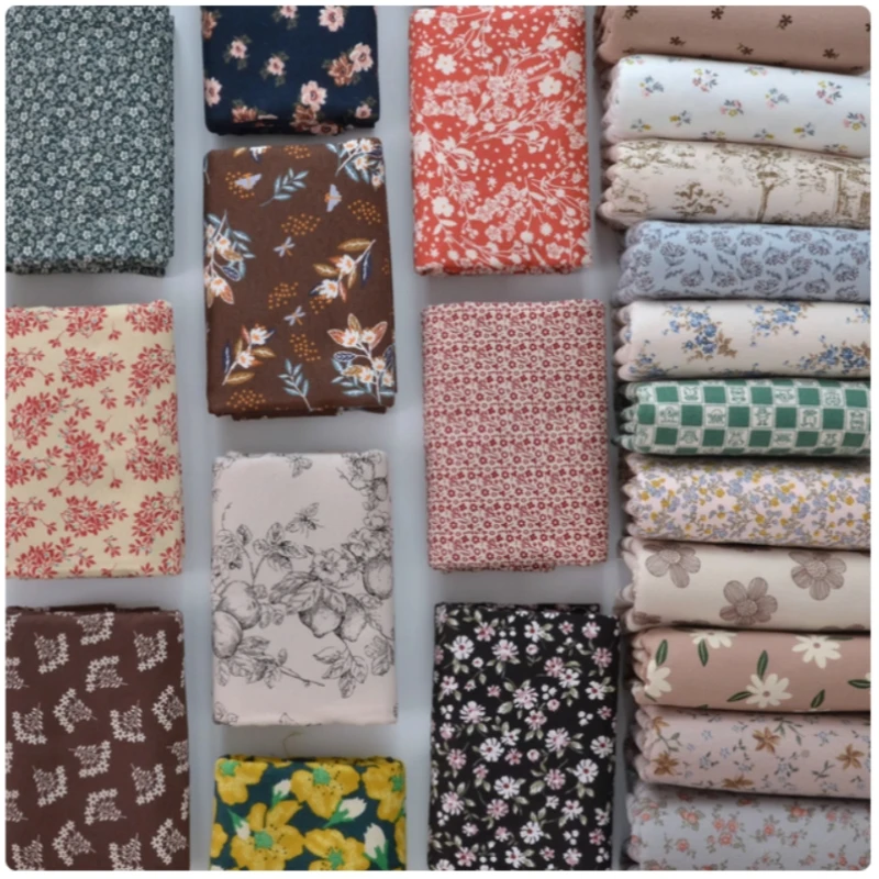 

100% Cotton Brushed Fabric With Flower Print, Household Garment, Pajamas, Dress, Dust Coat Sewing Tissue, T43