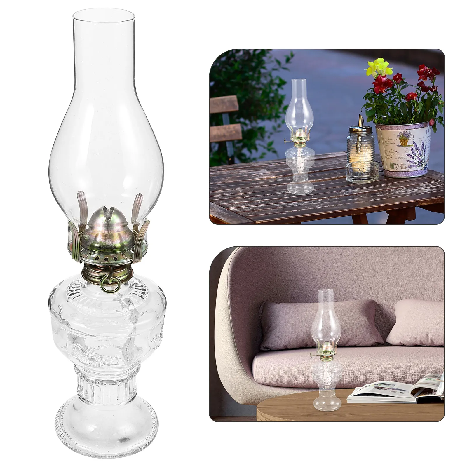 

1Pcs Vintage Lamp Glass Oil Lantern Thickened Windproof Cover Indoor Decorative Lighting Table Lamp for Home
