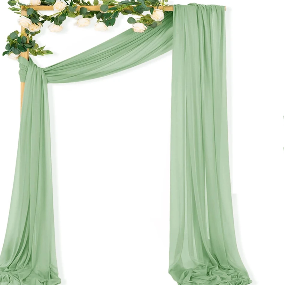 3/10m Sage Chiffon Table Runner Wedding Arch Sheer Drapes for Baby Shower Birthday Party Backdrop Curtains  Decoration