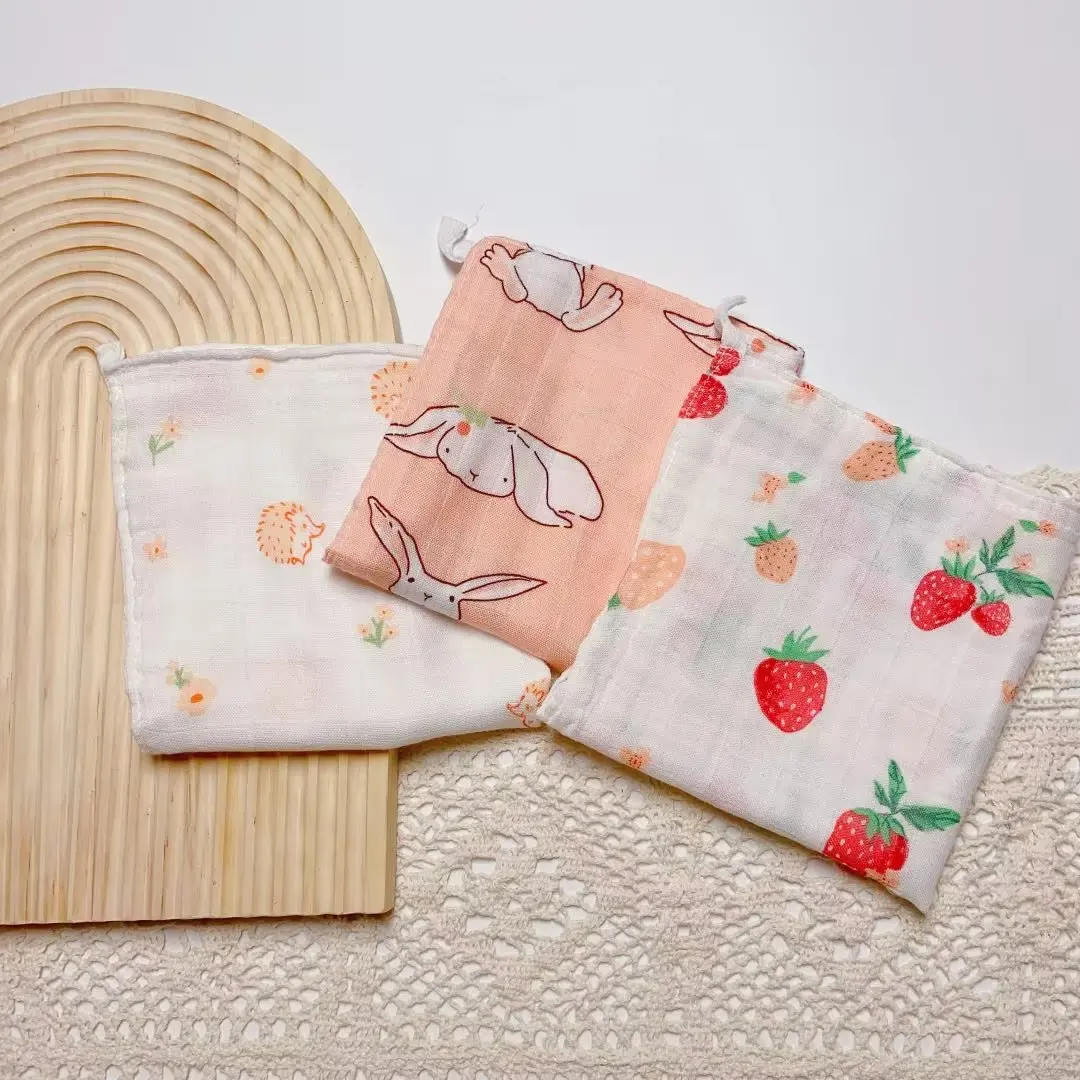 Bamboo Cotton Baby Towel Muslin Squares 4 Layer Gauze Baby Wash Face Shower Towel Newborn Baby Items