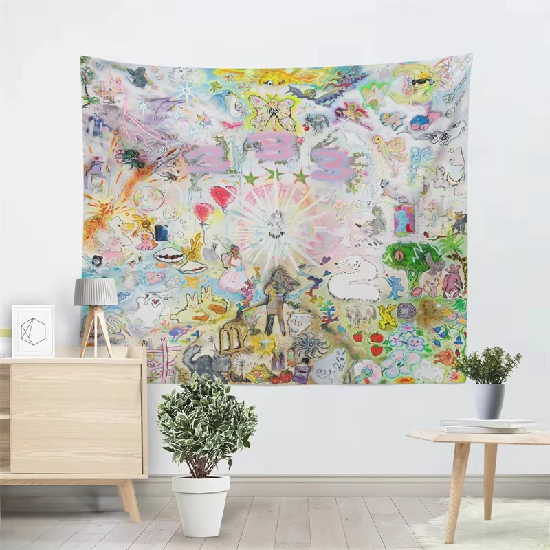 Aertemisi 333 Bladee Wandbehang Wandteppich Kunst für Schlafzimmer Wohnzimmer Studentenwohnheim Party-Hintergrund Heimdekoration
