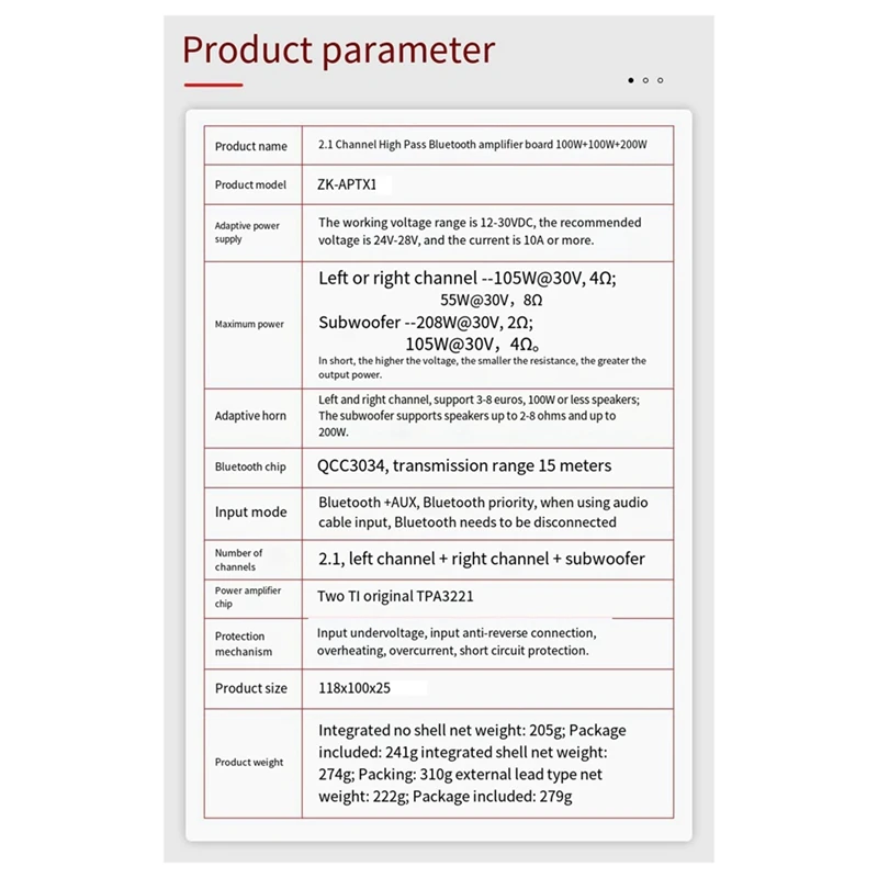 Bluetooth ZK-APTX1デジタルアンプアンプ,2.1チャンネル,qualcomm bt,100W, 100W, 200W,ベースアンプ,qcc3034 tpa3221