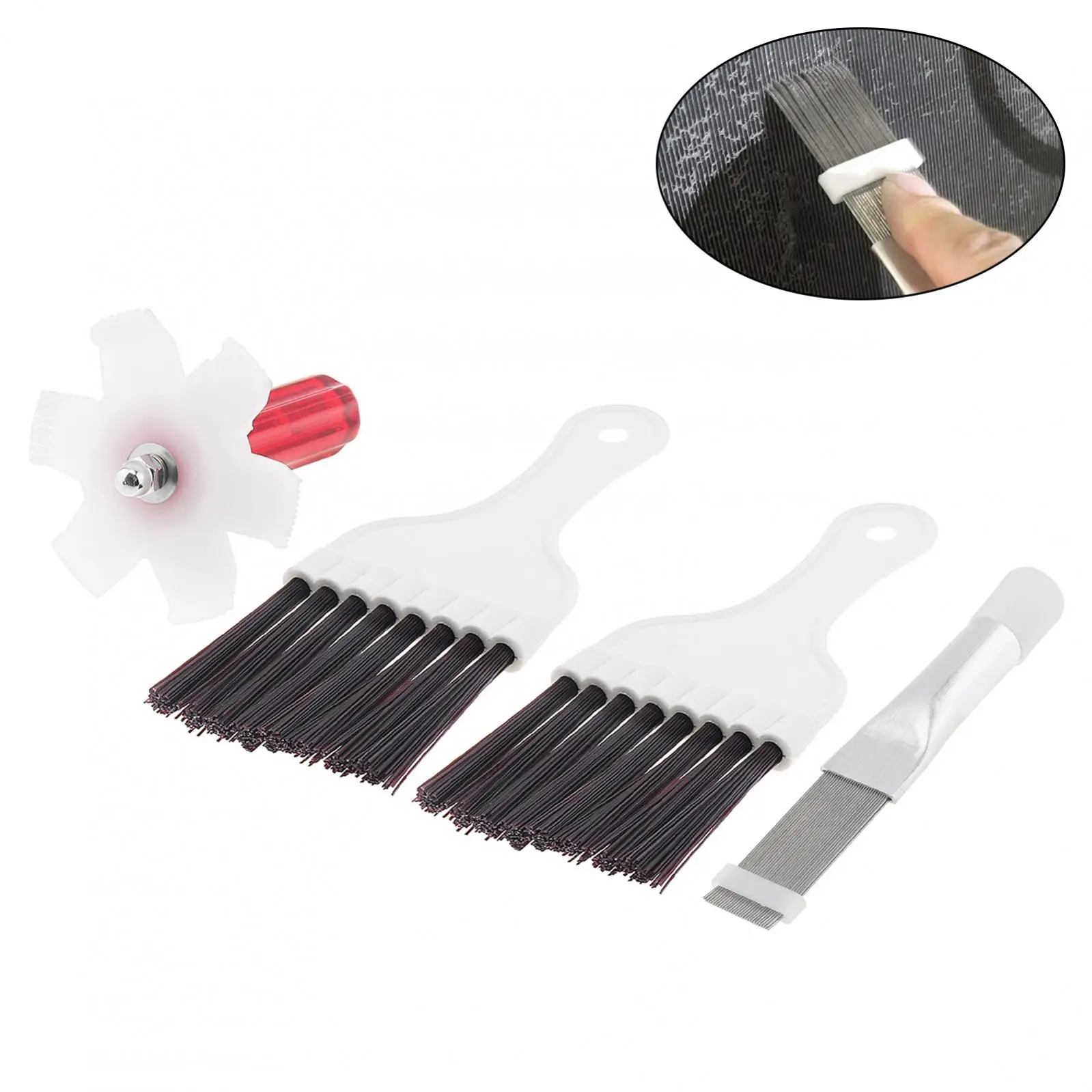 4pcs Reusable Condenser Fin Straightener Cleaning Brush, 3 Styles Cleaning Brush Sets