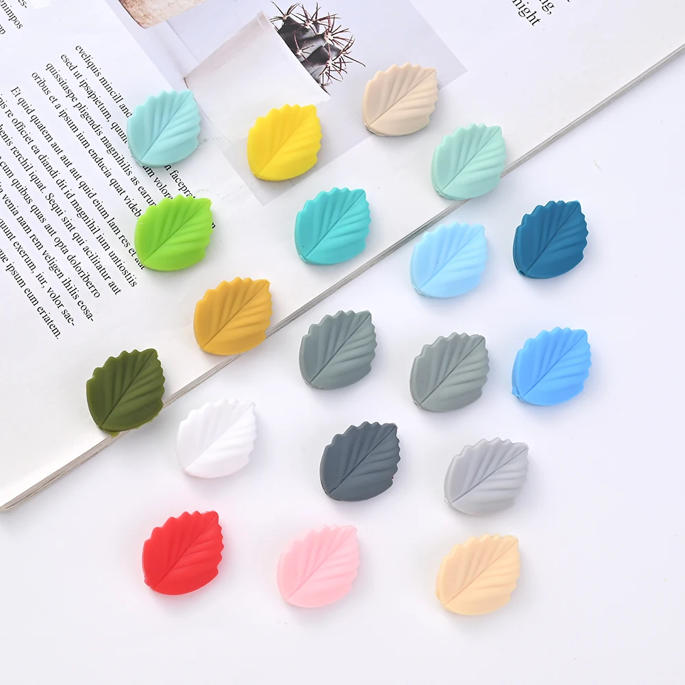 10Pcs New Leaf Shape Silicone Beads Cartoon Focal Food Grade Beads For Making DIY Pacifier Chain Necklace Jewelry Accessories