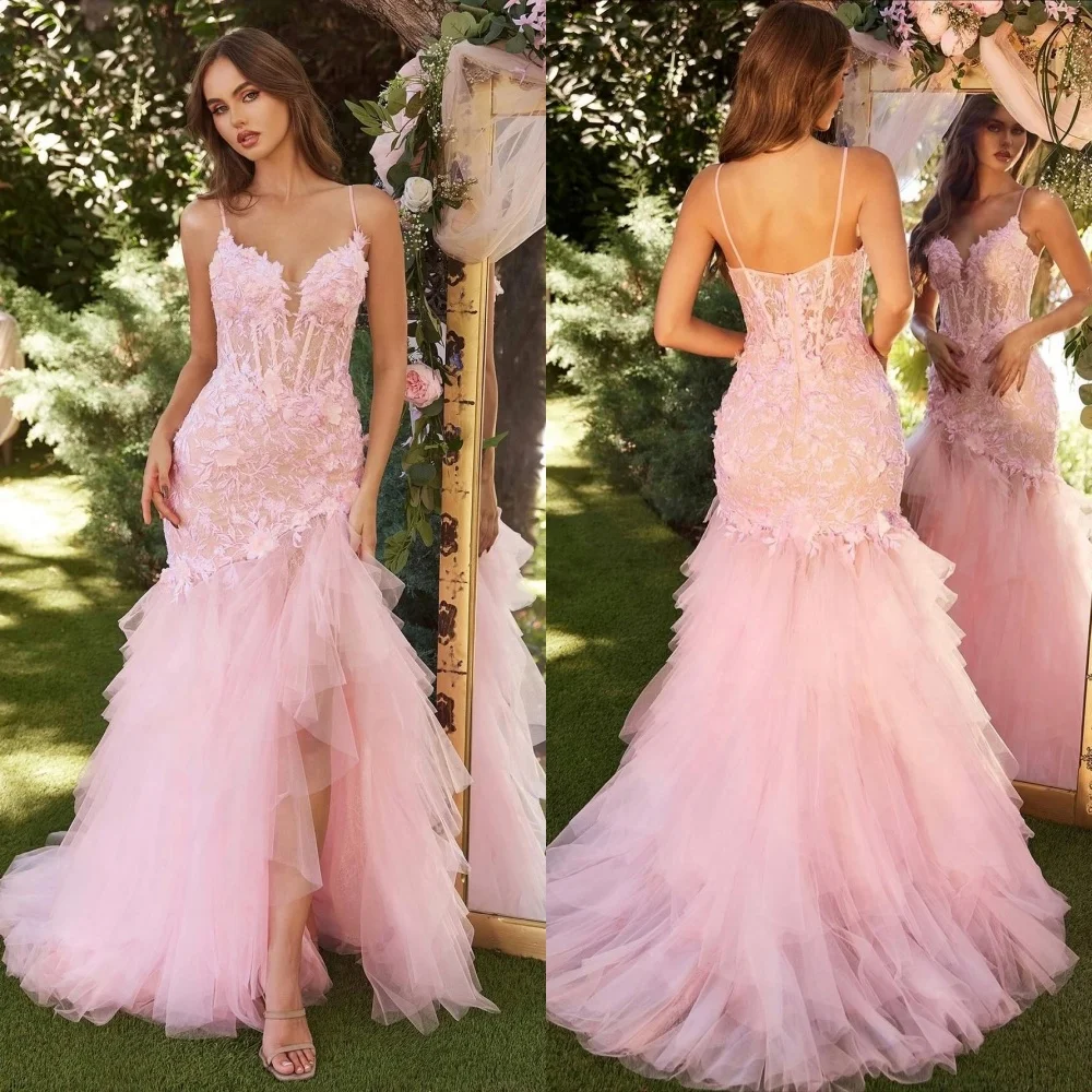 

Customized Matching Sexy Tulle Flower Lace Mermaid Strapless Long Dresses Bespoke Occasion Dresses Sizes Available High Quality