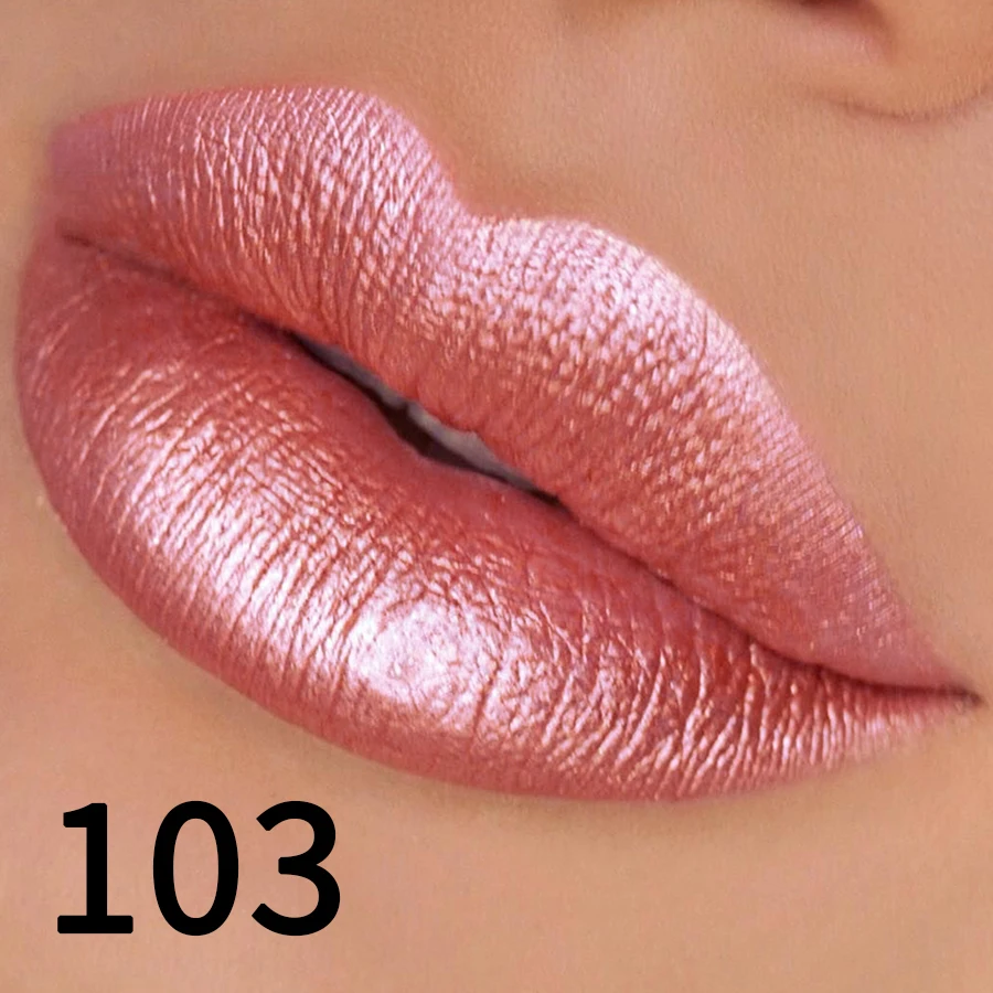 19 Farben Glitzer-Lippenstift, feuchtigkeitsspendender, rot-rosa, glitzernder, glänzender Lippenfarbe, hochpigmentierte Lippentönung, Lippen-Make-up mit metallischem Finish