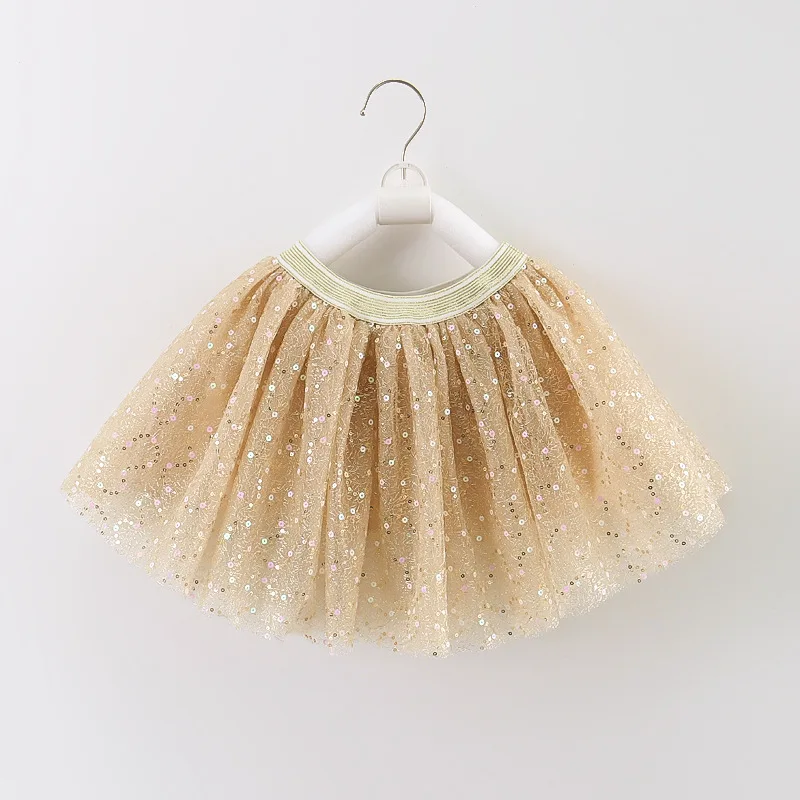 DE PEACH New Summer Baby Girls Tutu Skirt Children Sequin Tulle Princess Birthday Dance Performance Skirts Kids Cute Party Skirt