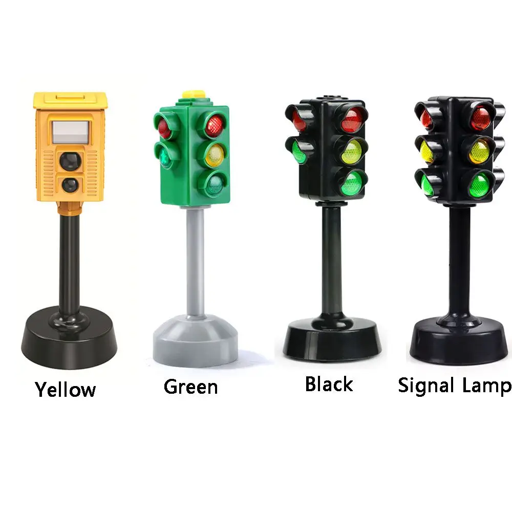 4 Styles Traffic Lights Classic Toy Parking Scene Plastic Model Mini Children's Toy Early Education Learning Simulation Gift