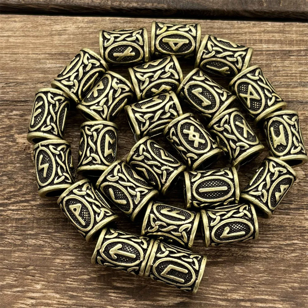 1 szt. Norse Runes list broda koraliki do włosów do tworzenia biżuterii Diy zapasy rzemieślnicze koralik Charms do bransoletek akcesoria Viking