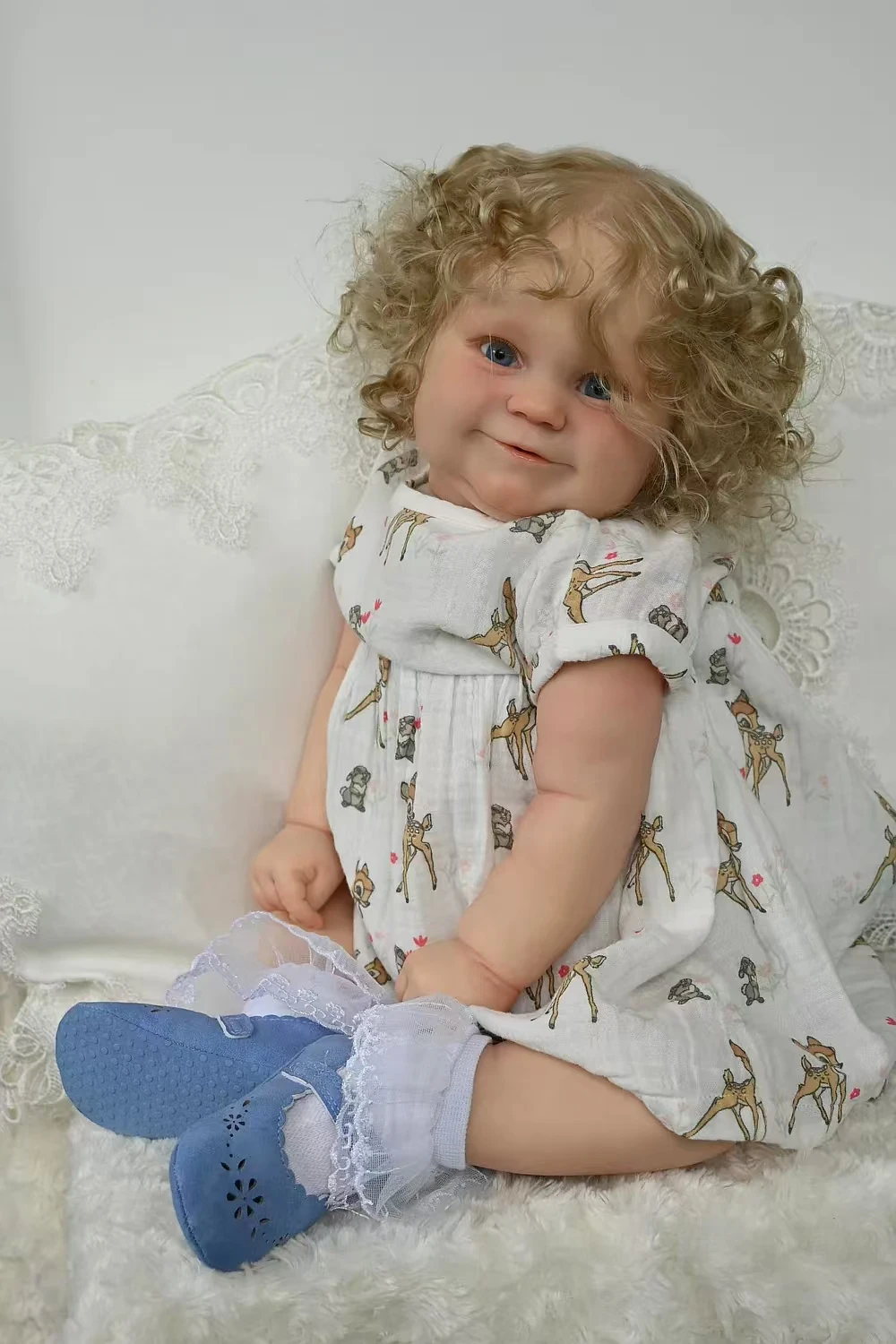 FBBD Customized Limited Supply 24inch Reborn Baby Maddie With Hand-Rooted Hair Already Finished Doll With different dress