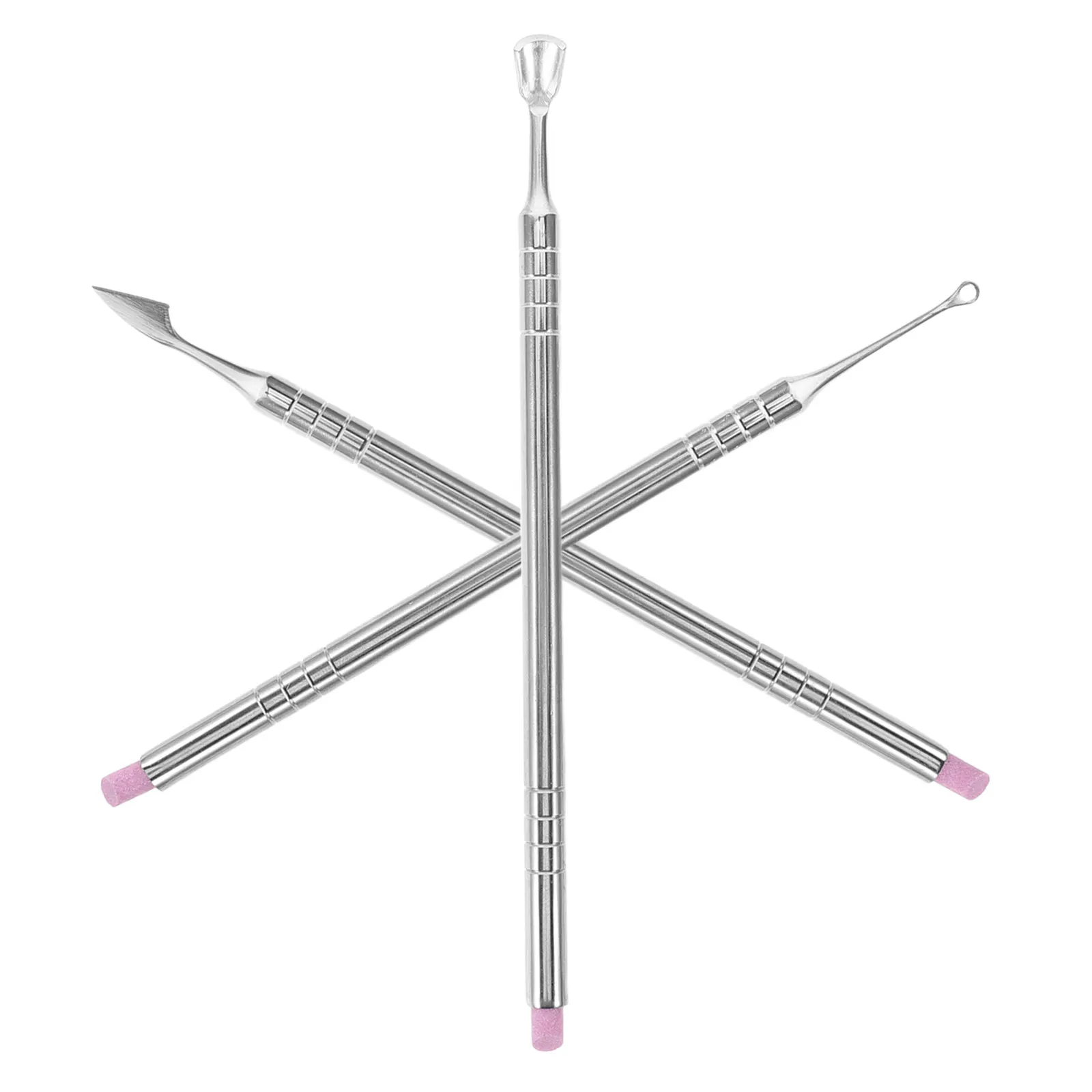 1Set Nail Grooming Kit Dual-Sided Cuticle Pusher Set Metal Precision Manicure Tools for Home Salon Gentle Cuticle Removal