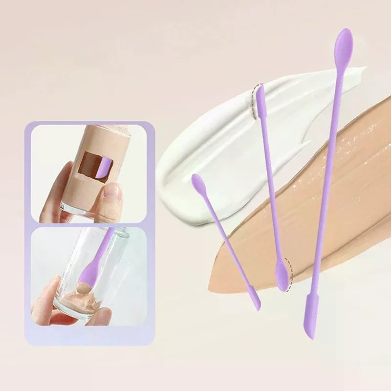 3Pcs Silicone Spatula Set Double-Headed Scraper Cosmetic Jam Cream Deep Bottle Mini Spatula Lengthened Small Tip Spa Makeup Tool