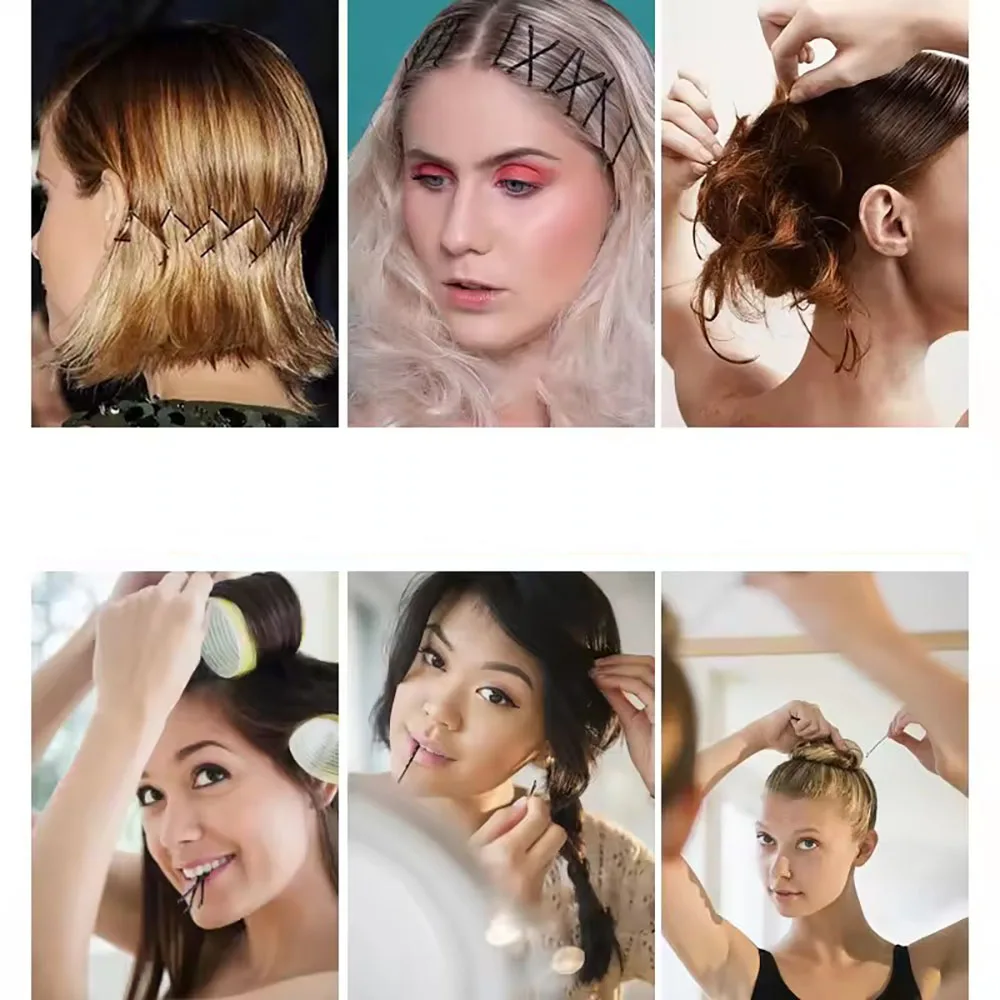 50-500 قطعة أسود U-شكل مقاطع الشعر المتموج إبرة سيدة دبابيس الشعر مجعد متموج القبضات النساء بنس للشعر تصفيف مقاطع الشعر اكسسوارات