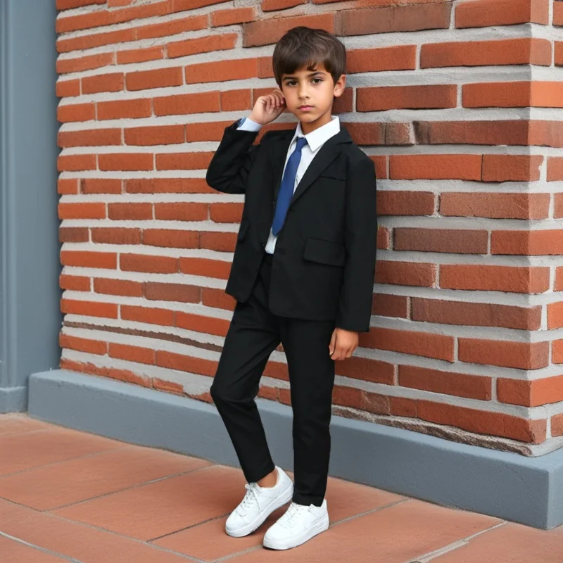 School Children Clothes Boys Suit Casual Blazer Jacket Trousers Two Pieces Kids Costume Black 12 13 14 Years Teenage Clothing