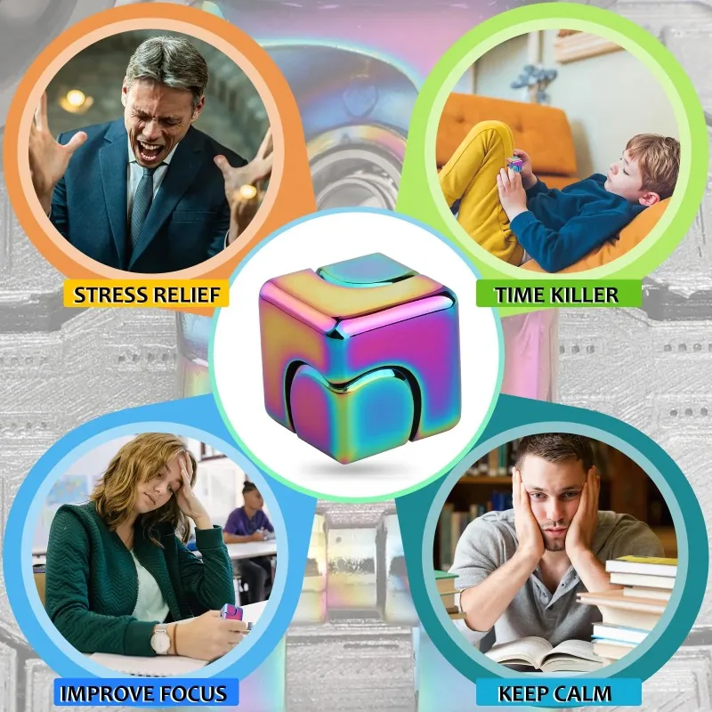 سبيكة مكعب سبينر جيروسكوب ببصمة الإصبع تململ مكافحة الإجهاد لعب الكبار مكتب المنزل السفر المحمولة الإجهاد الإغاثة اللعب هدايا عيد الميلاد #6