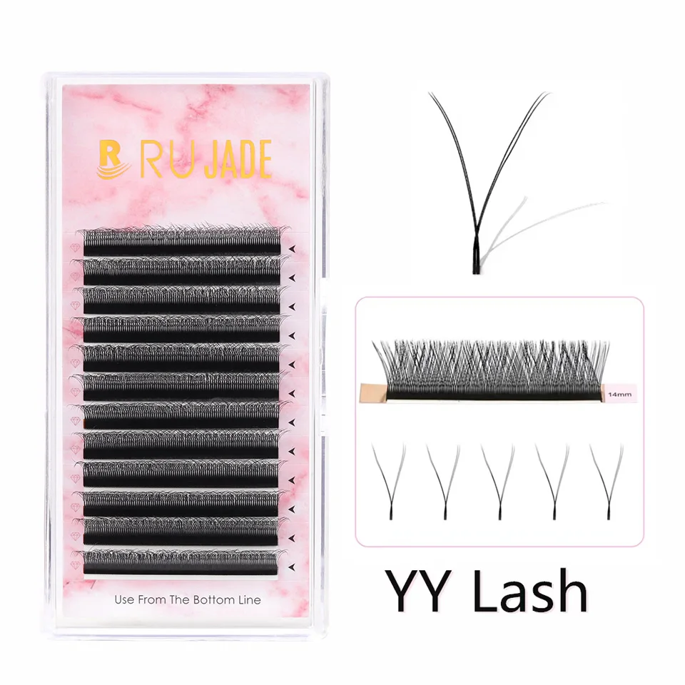 RUJADE U-shaped Eyelash Extension 3D 5DVolume False Lashes Natural Wispy Easy to Apply U YY Shape Faux Mink Eyelashes for Makeup