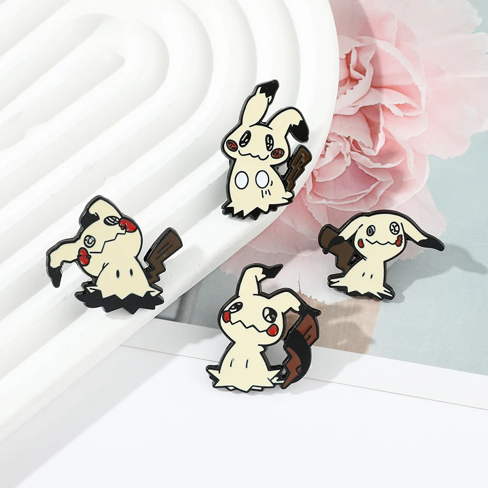 Cute Animals Mimikyu Brooches Gothic Metal Enamel Lapel Pins Anime Badges on Backpack Hats Fashion Jewelry for Women Gifts