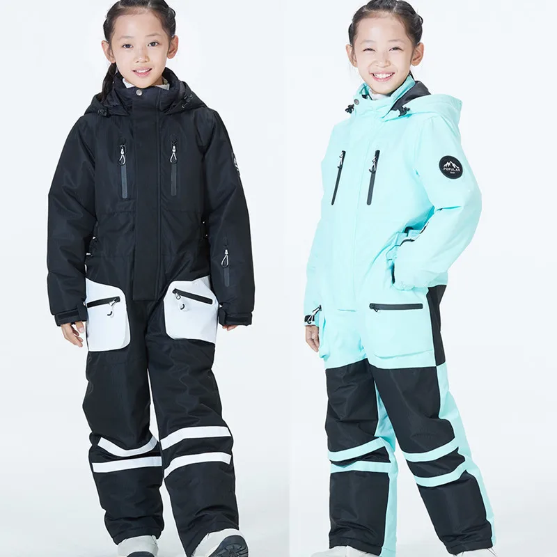 One-Pieces Children's Ski Suit Outdoor Kids Skiing Jacket And Snowboard Pants Waterproof Windproof Boys Girls Snowsuit Jumpsuit