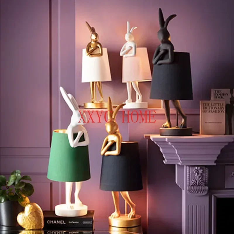 

KARE RABBIT table lamp Retro Animal Lamp Creative Resin Light Bedroom Study Restaurant Art Night Stand cute room decor light