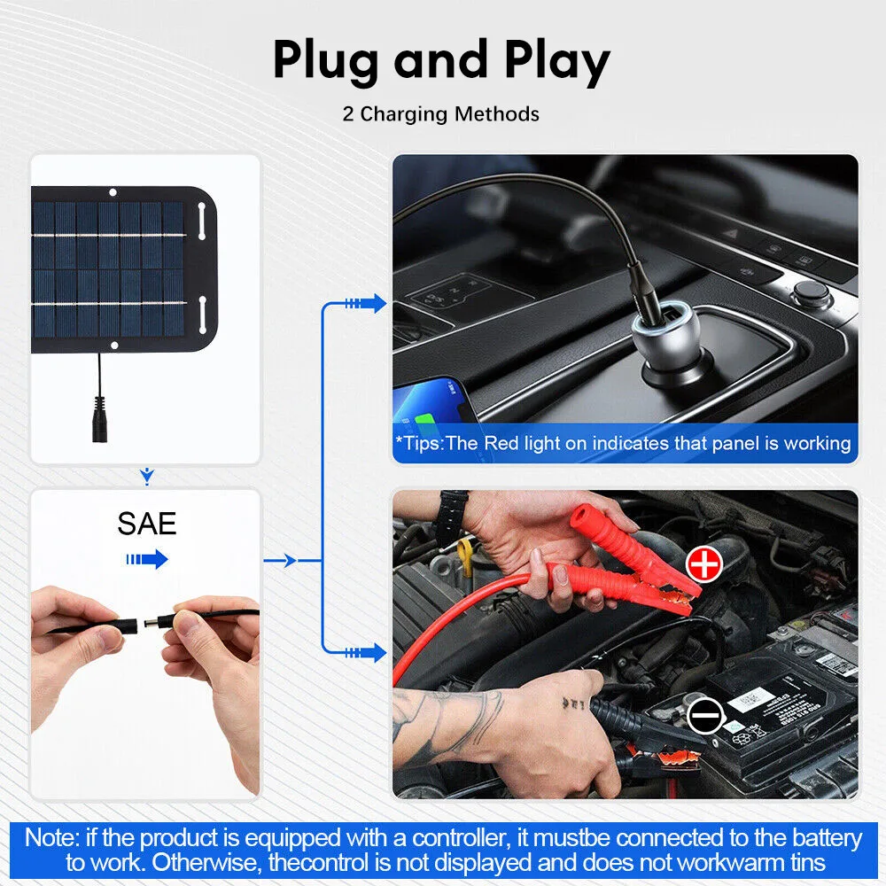 5V-12V Polycrystalline Silicon Solar Panel Kit Outdoor Waterproof Phone Solar Charger Kit With Car Charger