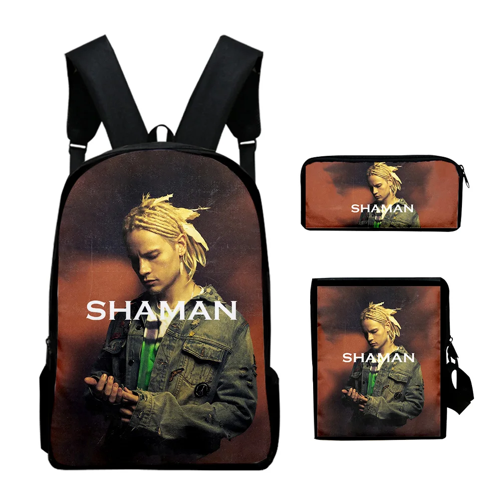 SHAMAN Merch 음악 팬 코스프레 책가방 세트, 필통, 여행 배낭 체육관 배낭 스포츠 배낭 점심 가방