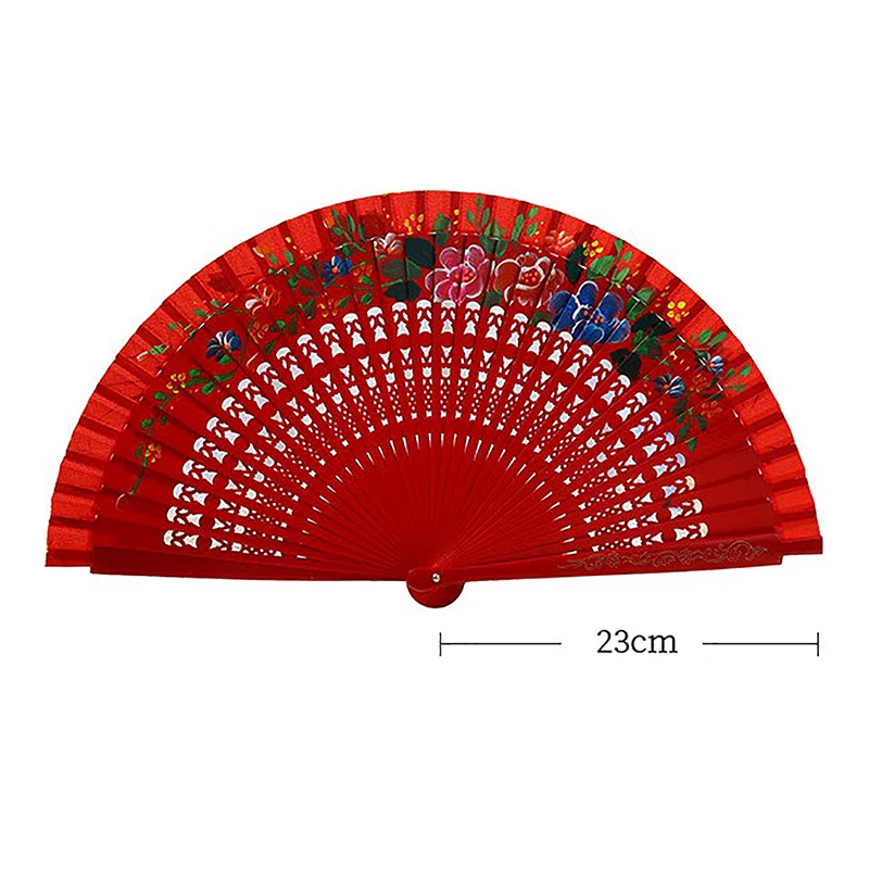 중국 스타일 양면 접이식 선풍기 할로우 양면 공예 선물, 춤추는 프린팅 목재, 스페인 핸드 선풍기, 홈 파티 용품