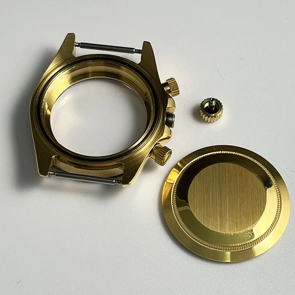 New Stainless Steel Ceramic Ring VK63 Three Eye Quartz Movement Combination 39MMPVD Coating Case Replacement Part