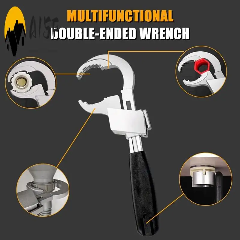 

A15F-Adjustable Double-Ended Wrench Multifunctional Wrench For Water Pipe Repair & Home Accessories