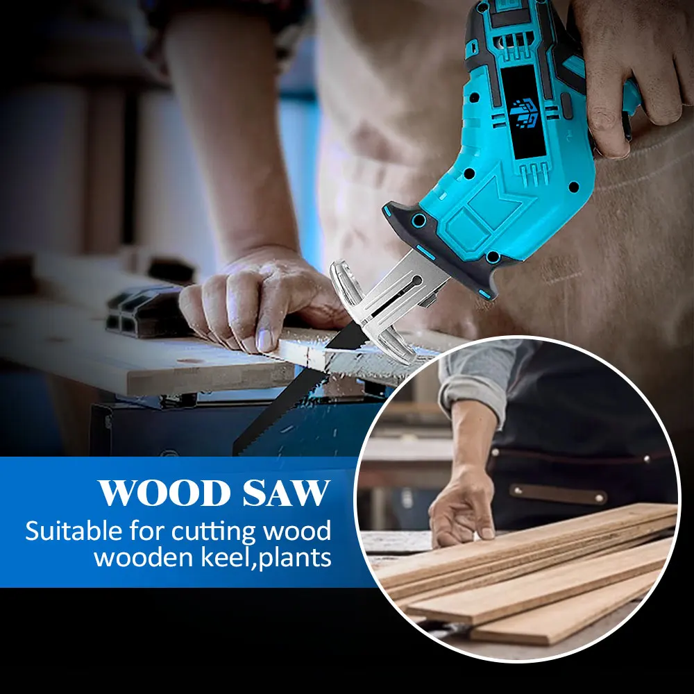 Imagem -05 - Cordless Elétrica Alternativa Saw Velocidade Variável Portátil Saber Saw Madeira e Metal Motosserra Corte para Makita 18v Bateria