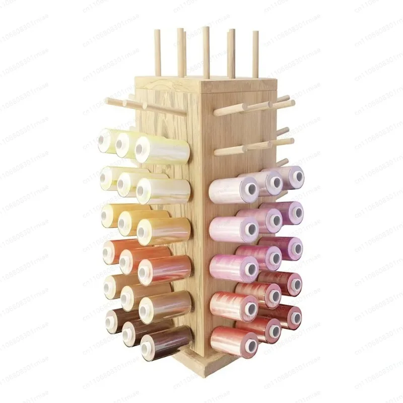 Wooden sewing machine thread storage rack, desktop finishing, embroidery knitting spool rack 360 ° rotating wool rack