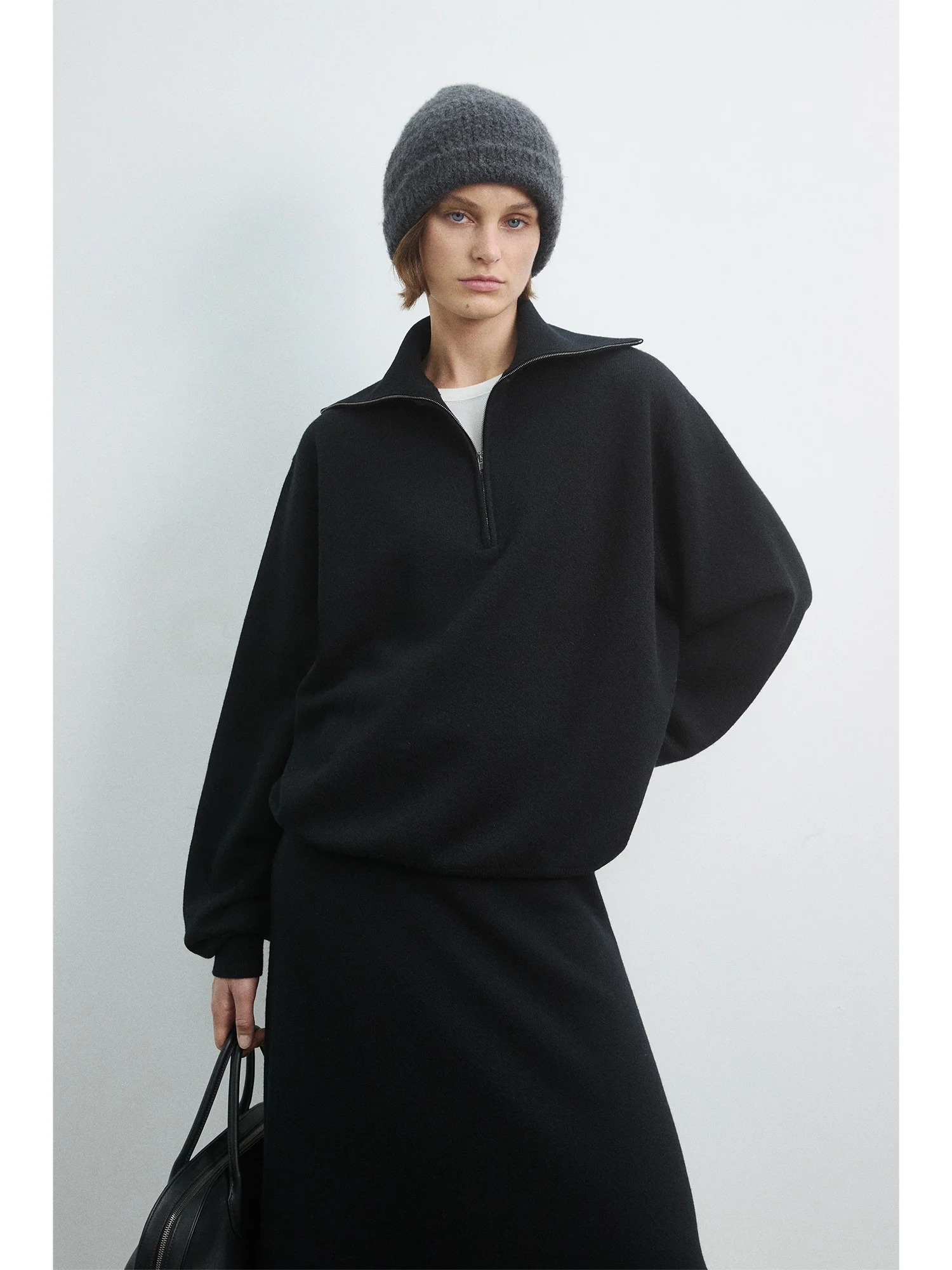 

C'est M Faion Sensation f Zipper Hoodie A-Line Skirt Heavyweight Knitted Set Cleanfit Loose Fit Soft Wool Camere Blend