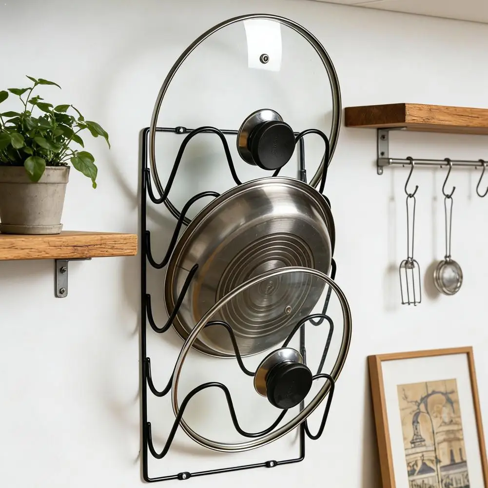 Küchenorganisator Wandmontage Topfdeckelhalter Fünfschichtiges Topfdeckelregal Rostfreies Multifunktionales Metallregal Topfdeckel-Aufbewahrungsregal
