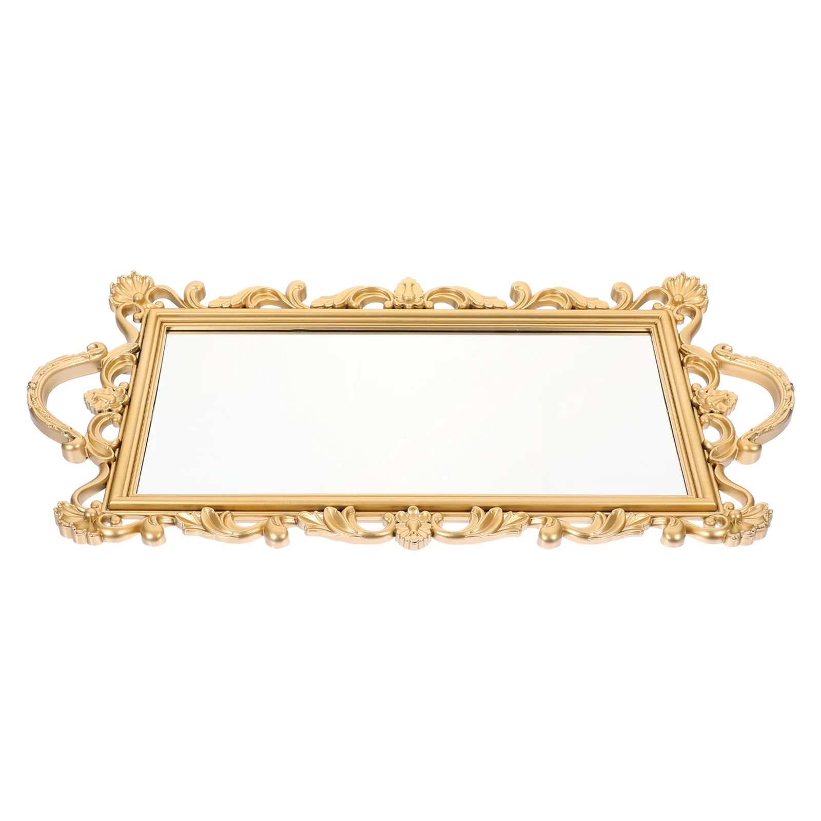 

Embossed Mirror Tray Makeup Vanity Desk Sundries Storage Photo Prop Resin Dresser Miss Household Supply