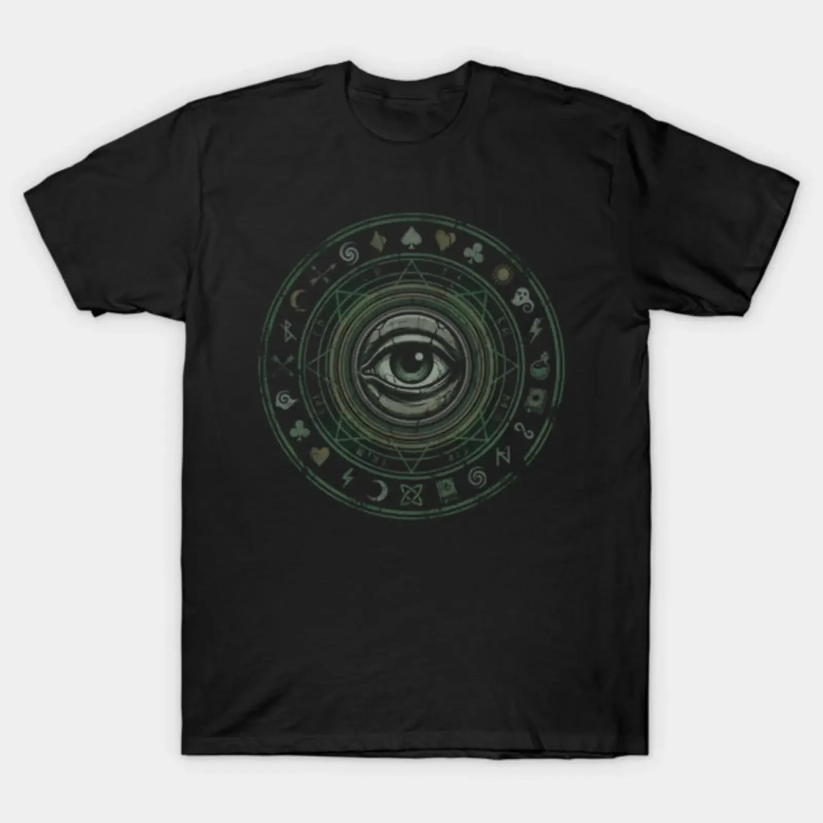 Vintage Occult All Seeing Eye Distressed Mystic Art For Esoteric Lover T Shirt vintage Washed Breathable Top For Everyday Wear