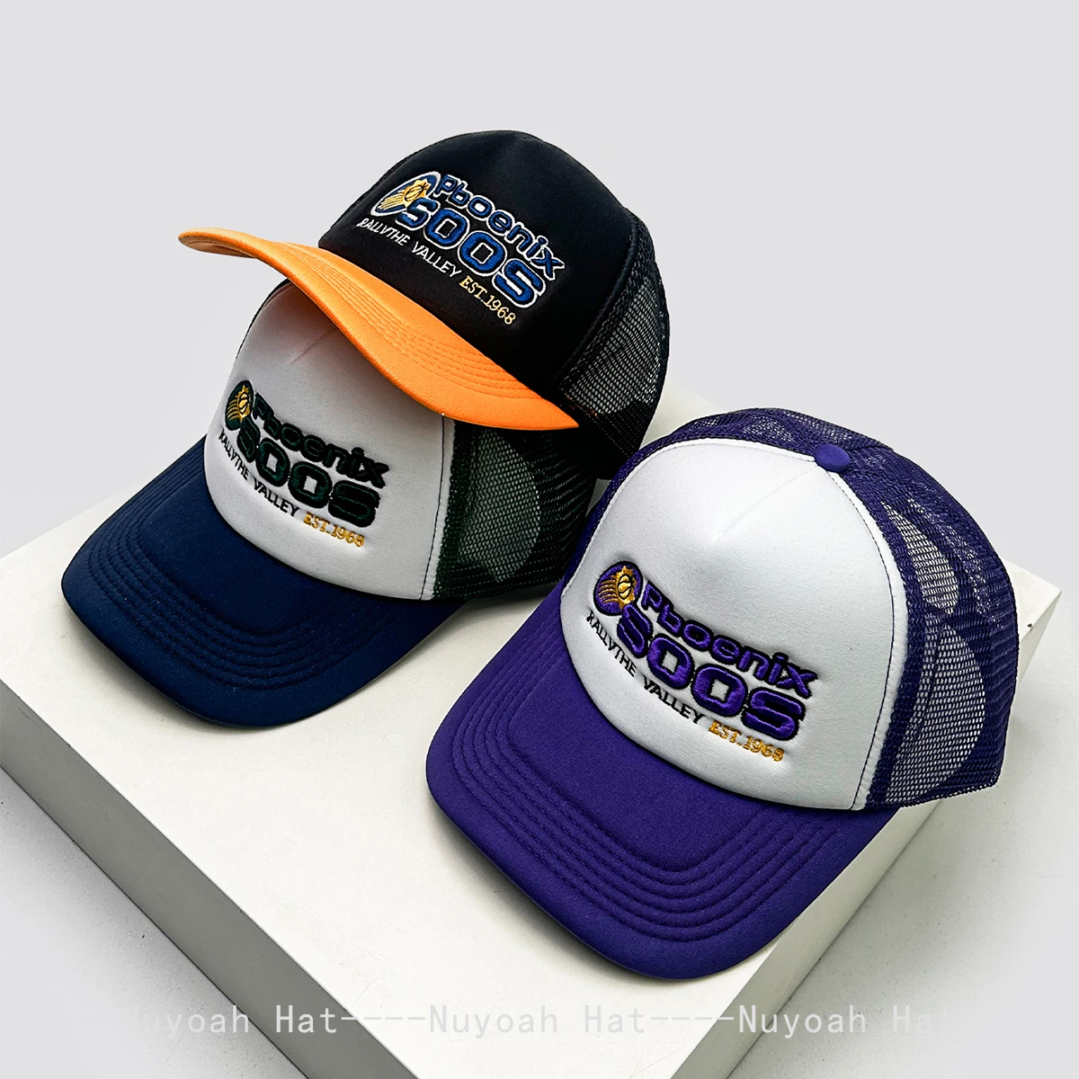 

New Unisex American Style Color Block Letters Embroidery Baseball Hats Hip Hop Breathable Mesh Sunshade Trucker Caps Versatile