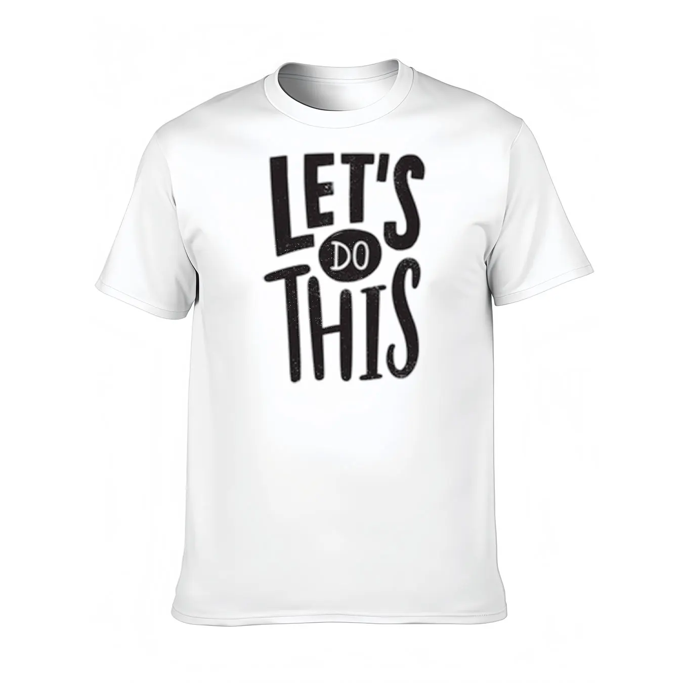 

Men's Breathable Cotton Tee With Bold 'LET'S DO THIS' Print, Comfortable Casual Shirt For Outdoor Activities, Christmas Gift Fo