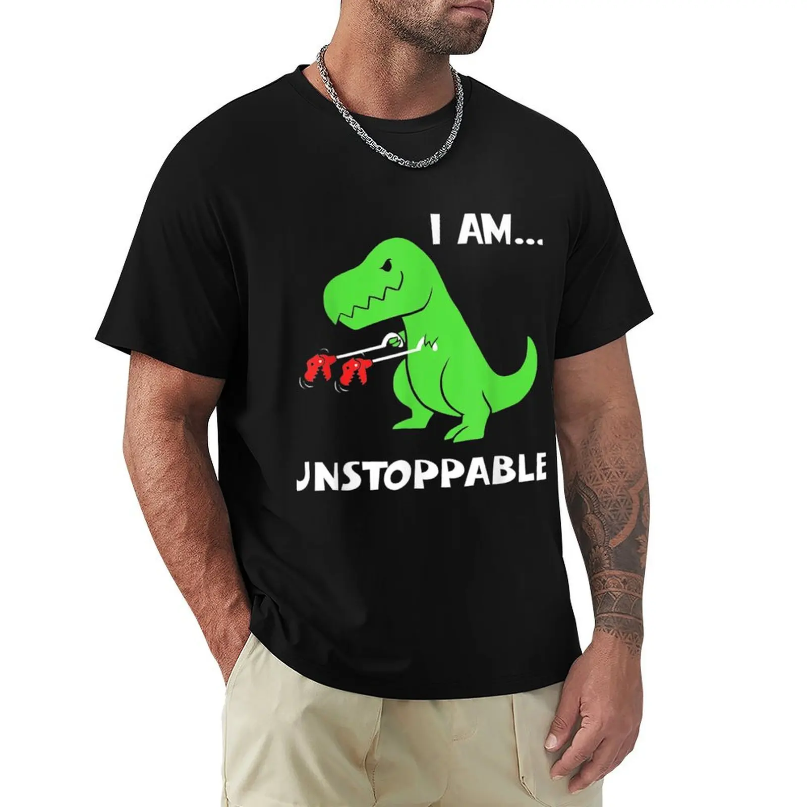 T-rex Dinosaur I Am Unstoppable T-Shirt cotton graphic tees vintage t shirts graphic tee shirt oversized clothing for men