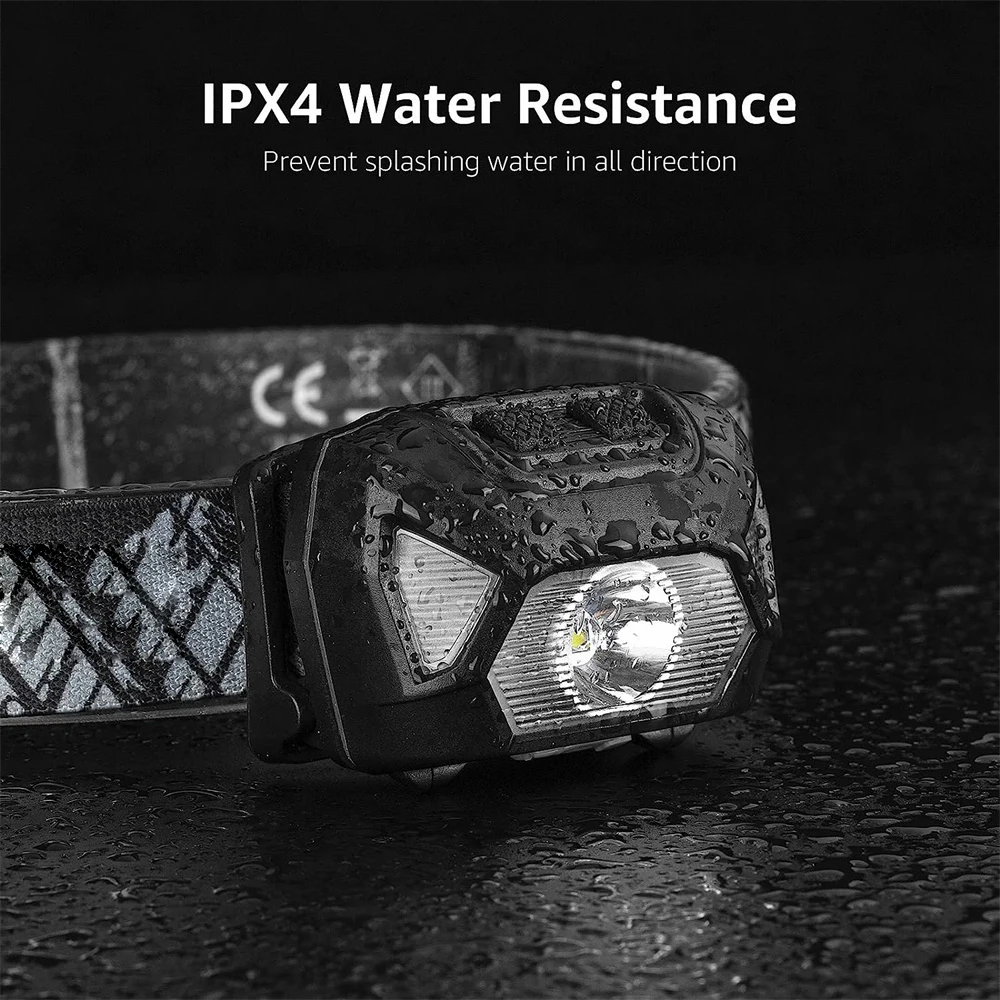 Linterna frontal recargable por Usb para pesca al aire libre, lámpara LED de cabeza con luz roja y verde, resistente al agua IPX4, 6 modos