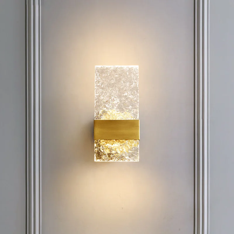 โคมไฟผนังทอง Nordic ทองแดง Sconce Light Decor หรูหราสำหรับห้องนั่งเล่น Aisle Corridor ห้องนอน Loft บันไดโรงแรมโคมไฟ