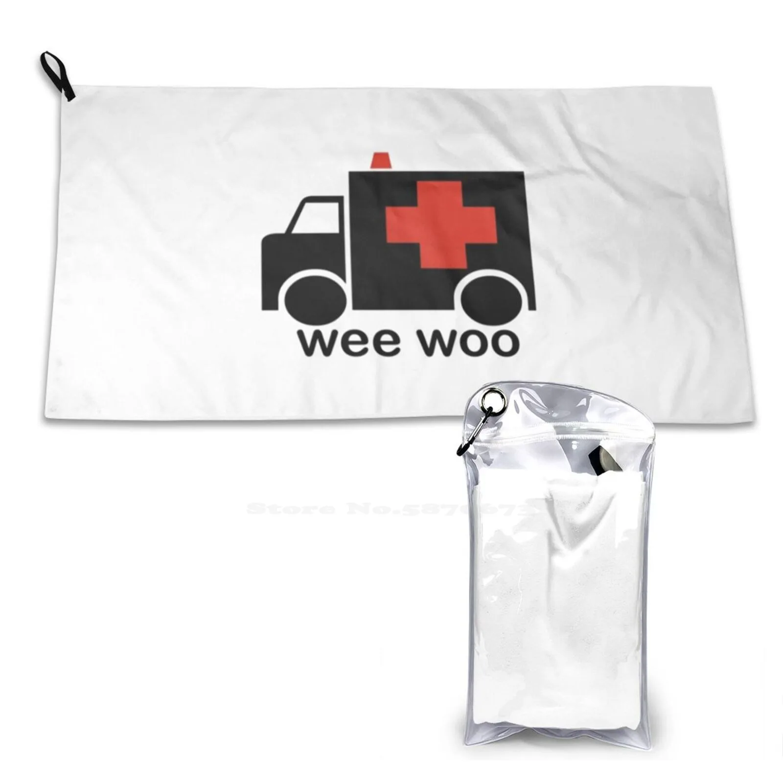 Ambulance Wee Woo Large Font Soft Towel Quick Dry Beach Towel Ambulance Emt Paramedic Emergency Room Emergency Technician