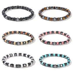 6mm Natural Hematite Stone Spacer Bead Bracelets Women Men Reiki Healing Yoga Meditation Elastic Bracelet Fashion Jewelry Gift