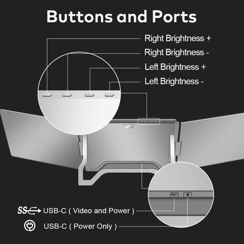 Nuevo modelo de pantalla de Monitor comercial SRGB 100% de 14 pulgadas, 1 Cable para 2 pantallas, Monitor portátil con retroiluminación LED para Windows y MacOS