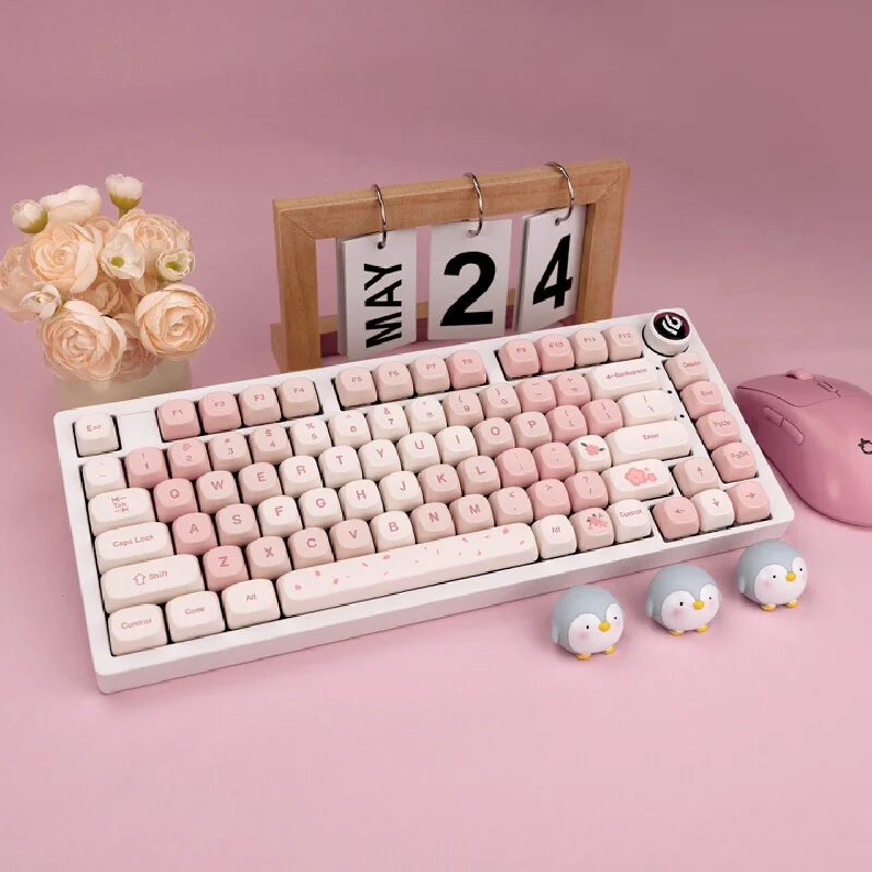 Xvx Keycaps Pink Sakura 142 Keys Full Set Xda Profile Ptb Five Sided Dye Sublimation For Custom Gaming Mechanical Keyboard Use